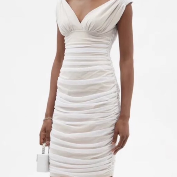 NWOT NORMA KAMALI BODYCON RUCHED TARA DRESS- IVORY - Picture 1 of 4